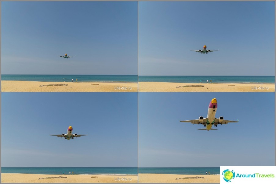 Beach with planes in Phuket