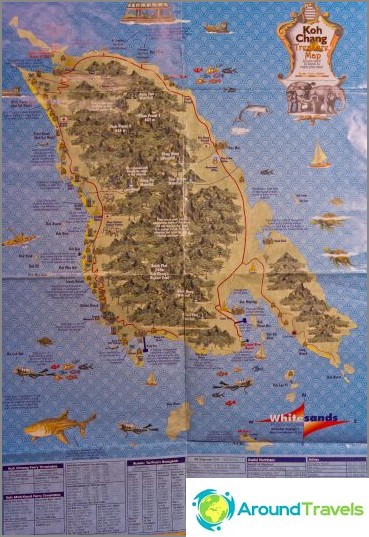 Map of Koh Chang with landmarks and signatures