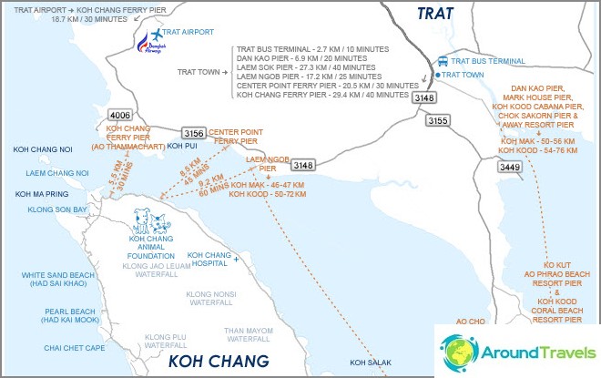 Map of the berths of Koh Chang