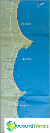 Map of Bo Phut and Maenam Beach