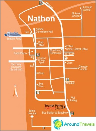 Map of Nathon Town on Samui