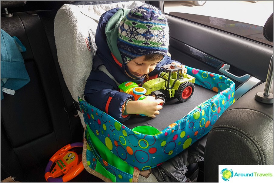 Table for car seat - a very handy thing