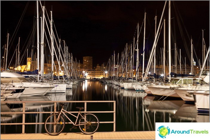 Night shore of the Mediterranean, city of Marseille Night shore of the Mediterranean, city of Marseille