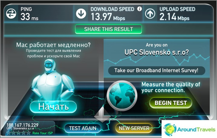 Wifi speed in the apartment