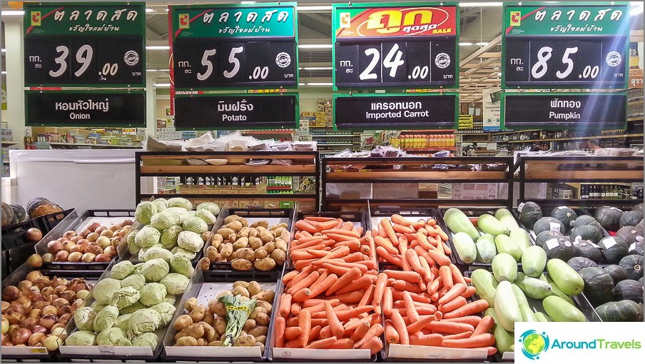 Familiar to us vegetables in Big C with prices