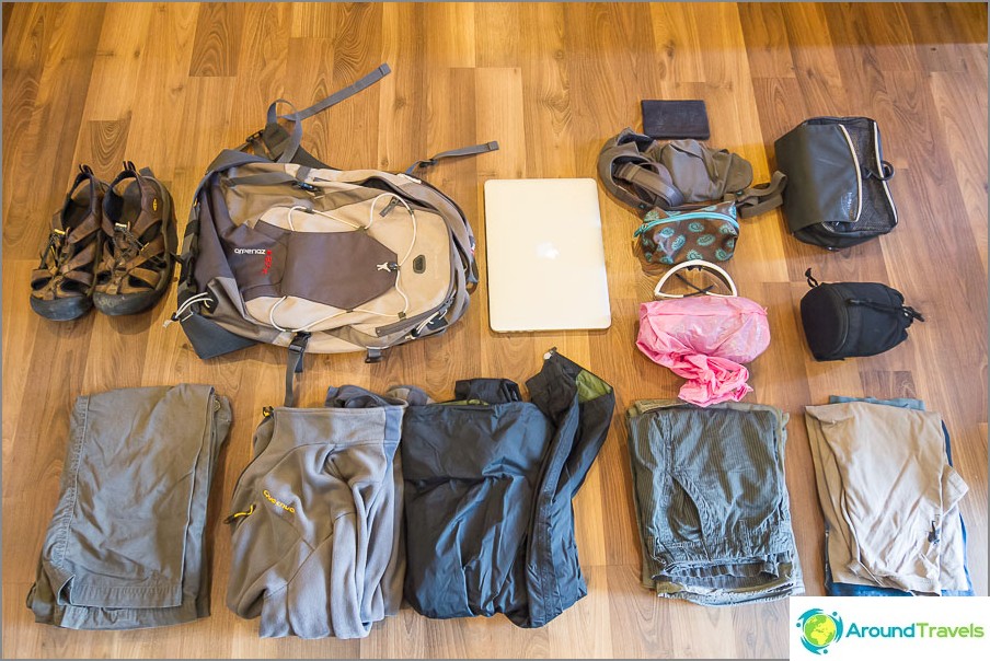 Contents of my 30 liter backpack